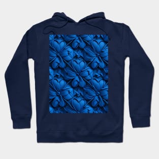 Blue Coloured Flower Pattern Hoodie